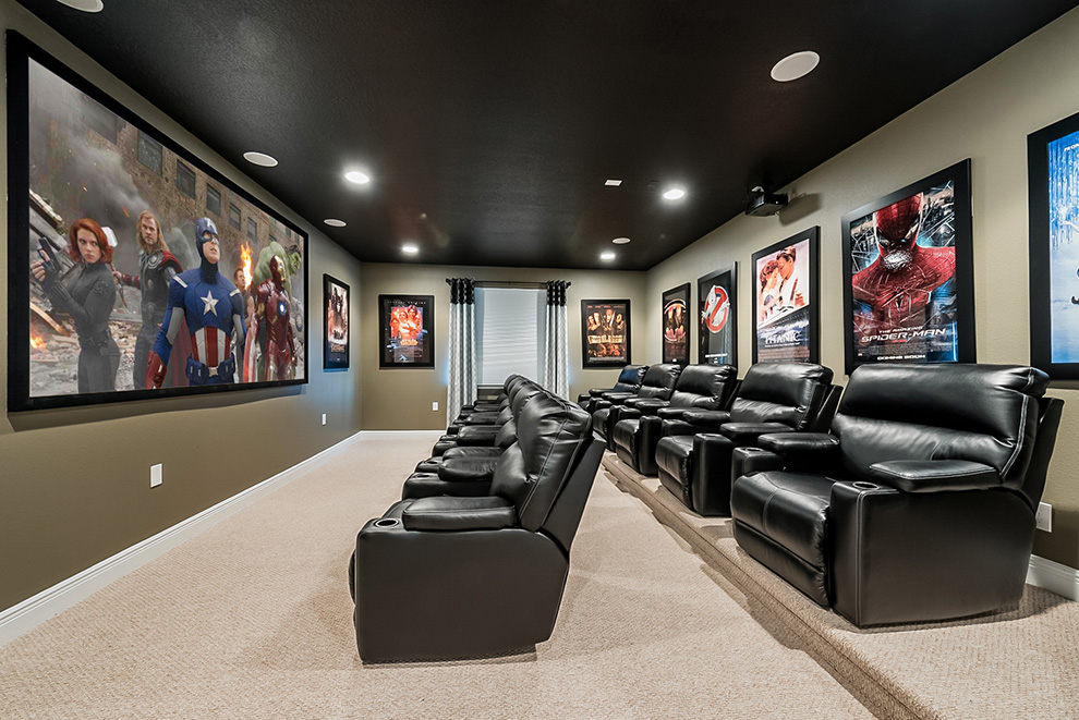 A multi-level home theater inside some of Encore Resort’s residences makes for a relaxing movie night.