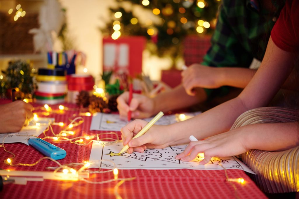 Children coloring Christmas pictures